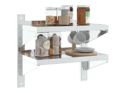 Estante parede 2 prateleiras 50x23,5x60 cm aço inoxidável prata PT210596