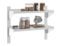 Estante parede 2 prateleiras 75x23,5x60 cm aço inoxidável prata
