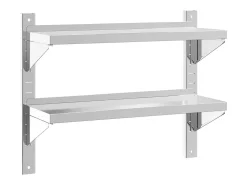 Estante parede 2 prateleiras 75x23,5x60 cm aço inoxidável prata