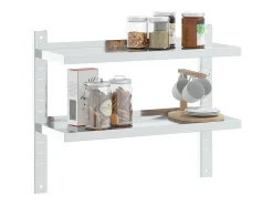 Estante parede 2 prateleiras 75x23,5x60 cm aço inoxidável prata PT319741