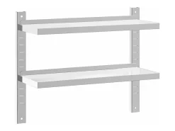 Estante parede 2 prateleiras 75x23,5x60 cm aço inoxidável prata PT319741