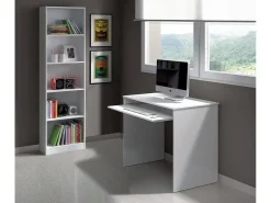 Estante Pomona, Estante alta com 5 prateleiras, Estante de escritório ou quarto, Estante moderna com compartimentos, 52x25h80 cm, Branco