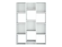 Estante Rockford, Estante com 18 prateleiras, Prateleira com compartimentos quadrados, Estante de escritório moderna, 96x29h192 cm, Branco