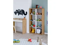 Estante Sacramento, Estante reversível com 8 compartimentos, Móvel TV multiposições, 72x33h137 cm, Carvalho com efeito nó e Branco