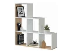 Estante Taris Ladder Branca e Carvalho 110x108x28 cm