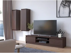 Estante TV K160 Wenge com 2 Portas, Laminado 160x33x40 cm