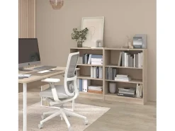 Estante Veltis em melamina com 3 compartimentos, carvalho japonês e branco, 106x79x40 cm