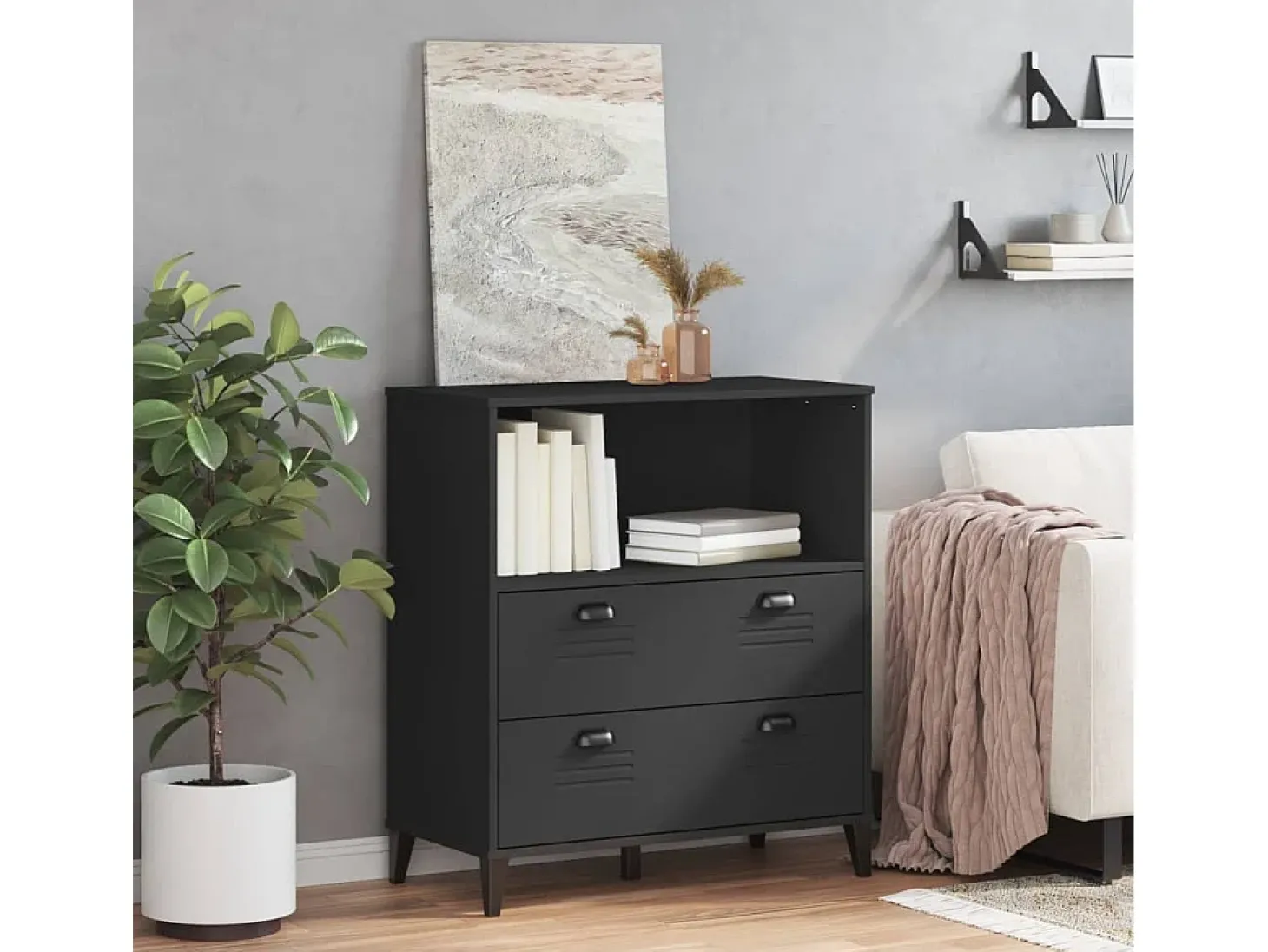 Estante VIKEN 80x40x90 cm derivados de madeira preto PT712823