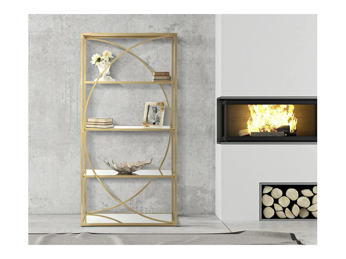 Estante VKH219, Ouro, 90x38x180 cm, Kendra Home