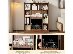 Estante 120x38.5x151.5 cm - com prancheta de desenho removível - 9 compartimentos de armazenamento - 1 porta de correr - marrom