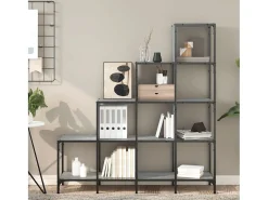 Estante 122x30x132 cm derivados de madeira e metal cinza sonoma PT341929