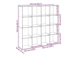Estante 137,5x29x137,5 cm derivados de madeira cinzento sonoma