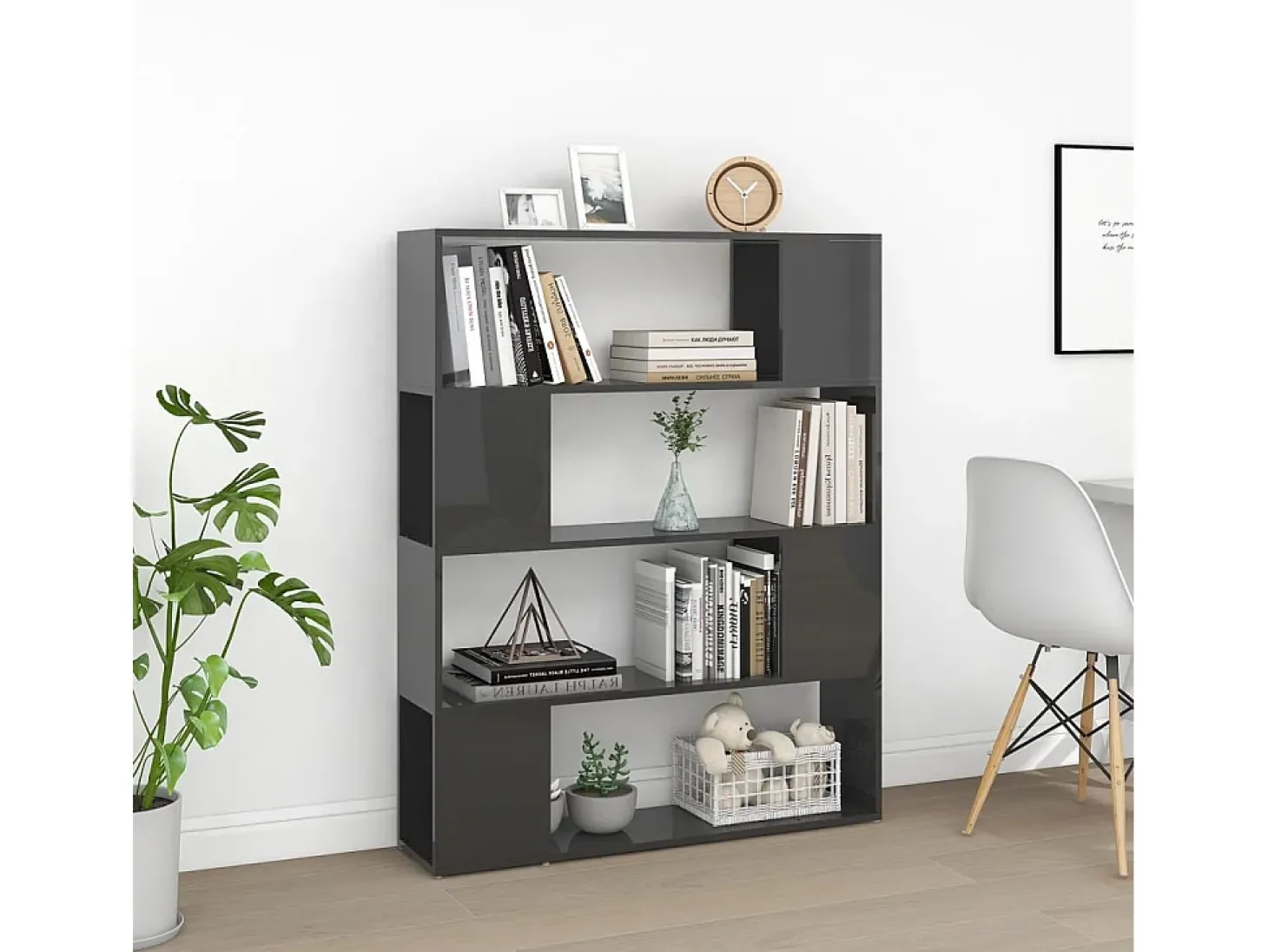 Estante/divisória 100x24x124 cm cinzento brilhante PT638659