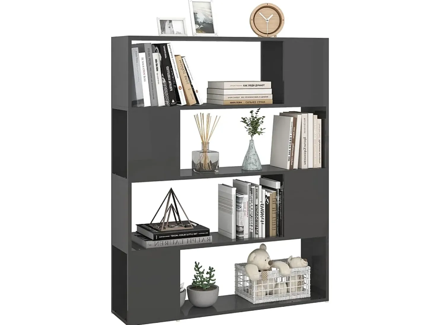 Estante/divisória 100x24x124 cm cinzento brilhante PT638659