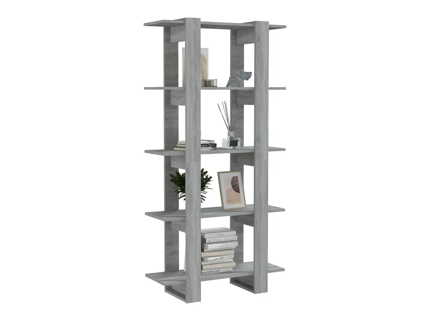 Estante/divisória 80x30x160 cm contraplacado cor sonoma cinza PT867592