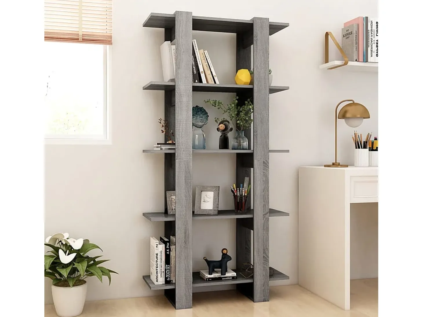Estante/divisória 80x30x160 cm contraplacado cor sonoma cinza PT867592