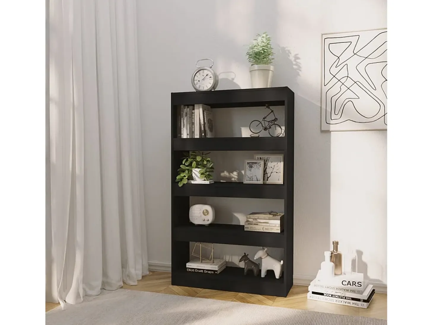 Estante/divisória 80x30x135 cm contraplacado preto PT804926