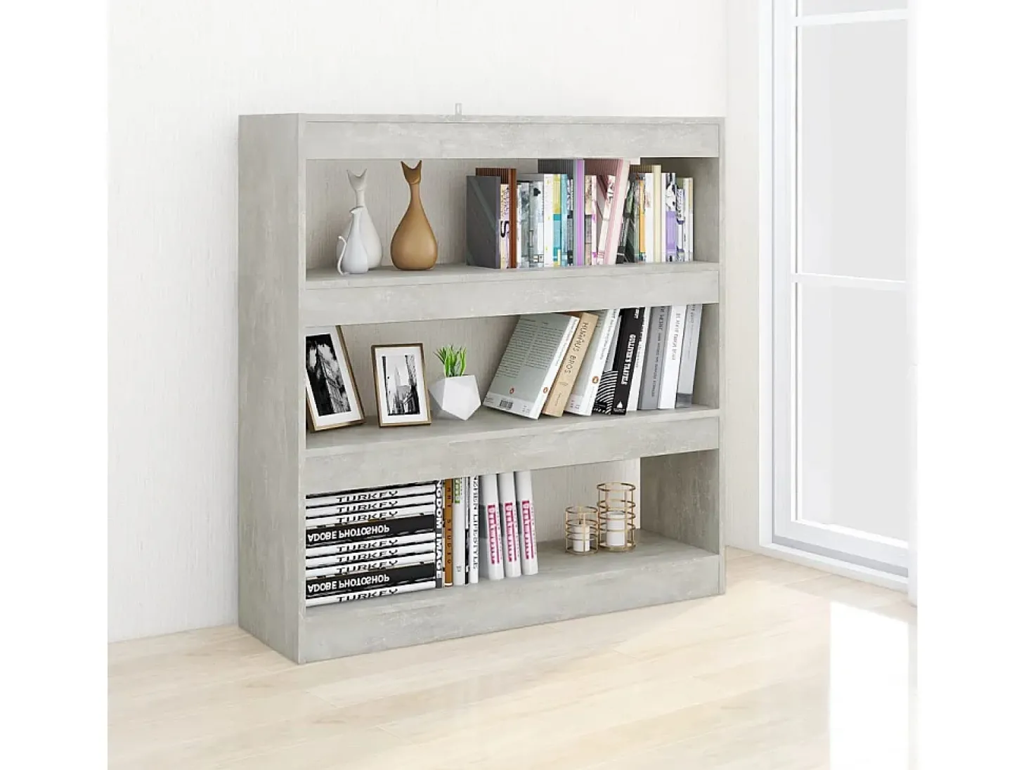 Estante/divisória 100x30x103 cm cor cinzento cimento PT339124