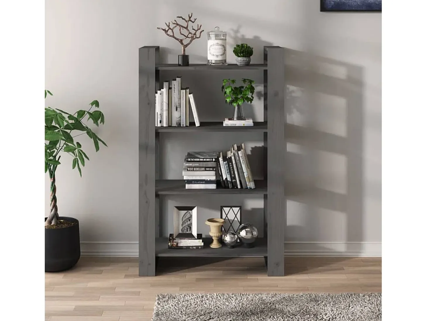 Estante/divisória 80x35x125 cm pinho maciço cinzento PT942940