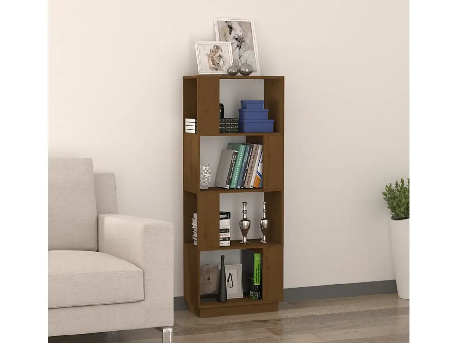 Estante/divisória 51x25x132 cm pinho maciço castanho mel PT702599
