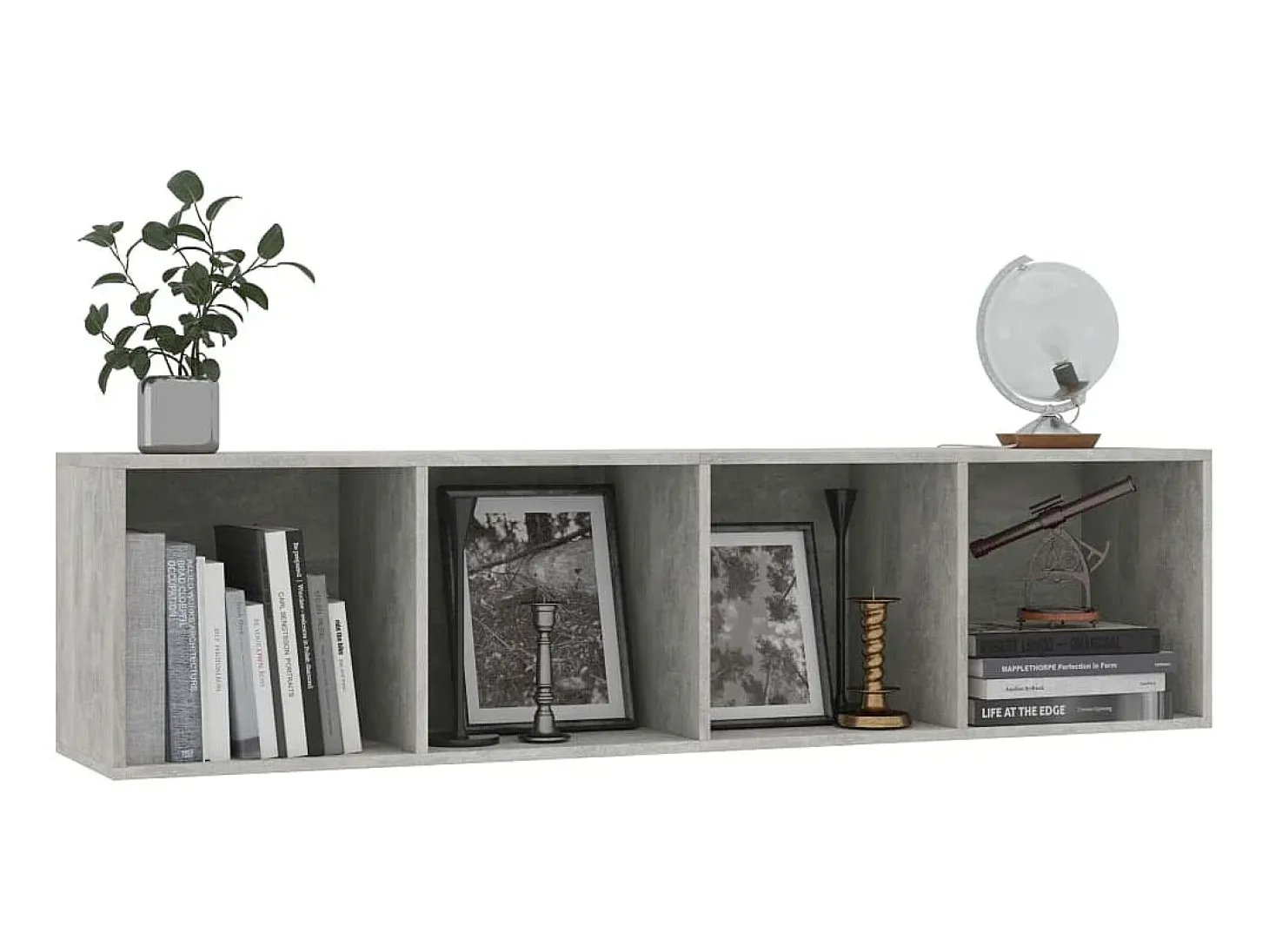 Estante/móvel de TV 143x30x36 cm contraplacado cinzento cimento PT241207
