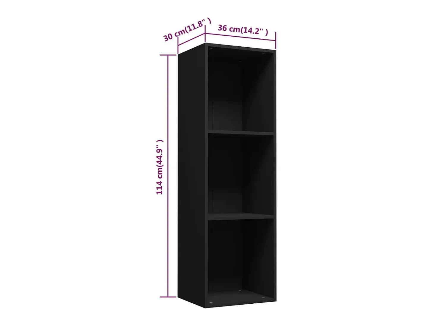 Estante/móvel de TV 36x30x114 cm contraplacado preto