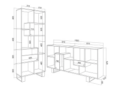 Estantes de prateleiras , 174x67x31, Design industrial, Preto