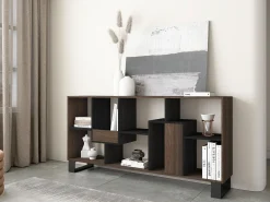 Estantes de prateleiras , 174x67x31, Design industrial, Carvalho escuro e Preto