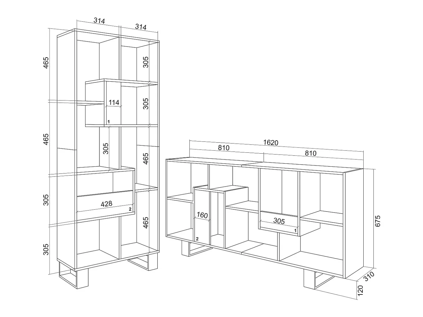 Estantes de prateleiras , 174x67x31, Design industrial, Carvalho escuro e Preto