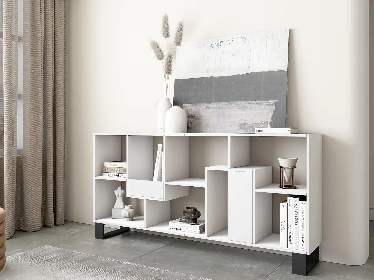Estantes de prateleiras , 174x67x31, Design industrial, Branco