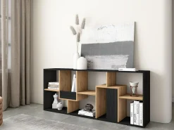 Estantes de prateleiras , 162x67x31cm, Sala de jantar, Preto e Carvalho