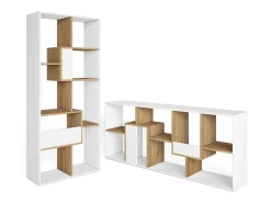 Estantes de prateleiras , 162x67x31cm, Sala de jantar, Branco e Carvalho
