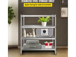 Estantes, SucceBuy Unidade de Estantes em Aço Inoxidável, 4 Estantes, 122 x 48 x 150 CM, Capacidade de Carga 600 KG