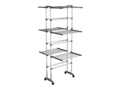 Estendal com 3 prateleiras/rodas 60x70x129 cm prateado PT905681