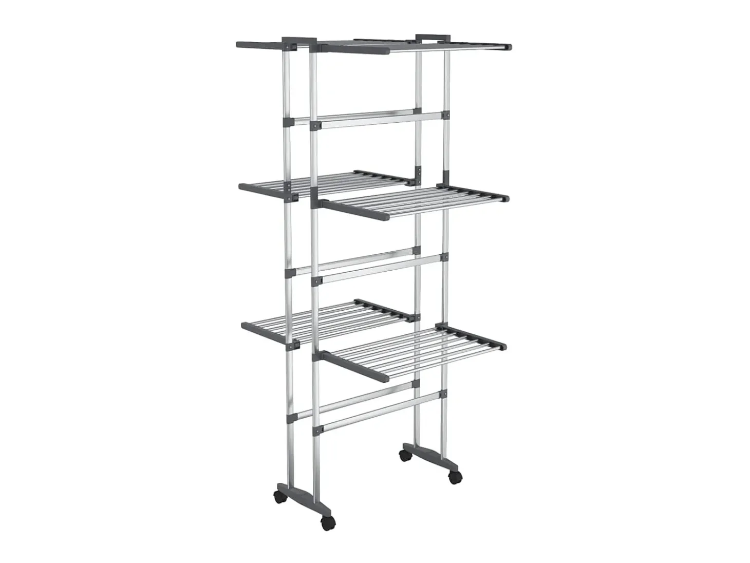 Estendal com 3 prateleiras/rodas 60x70x129 cm prateado PT905681
