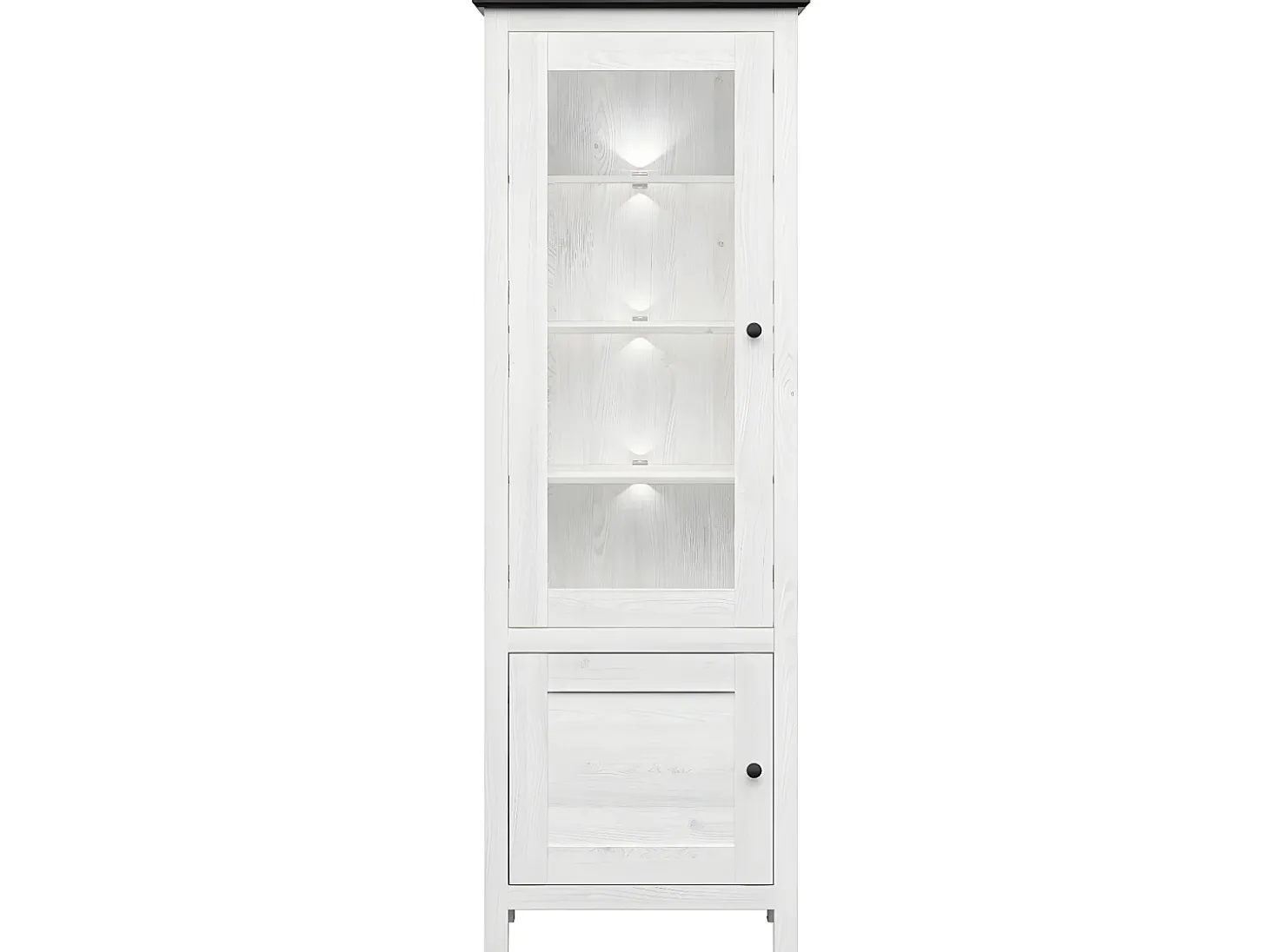 Expositor de 2 portas com LED Duck White e Dark Wood