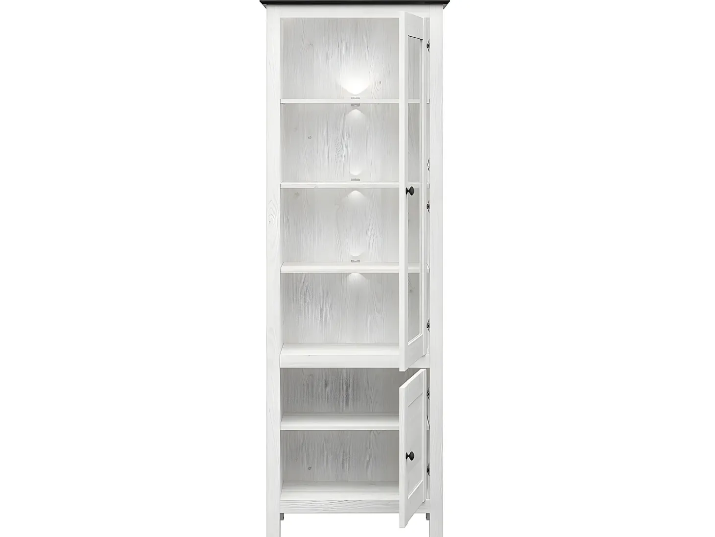 Expositor de 2 portas com LED Duck White e Dark Wood