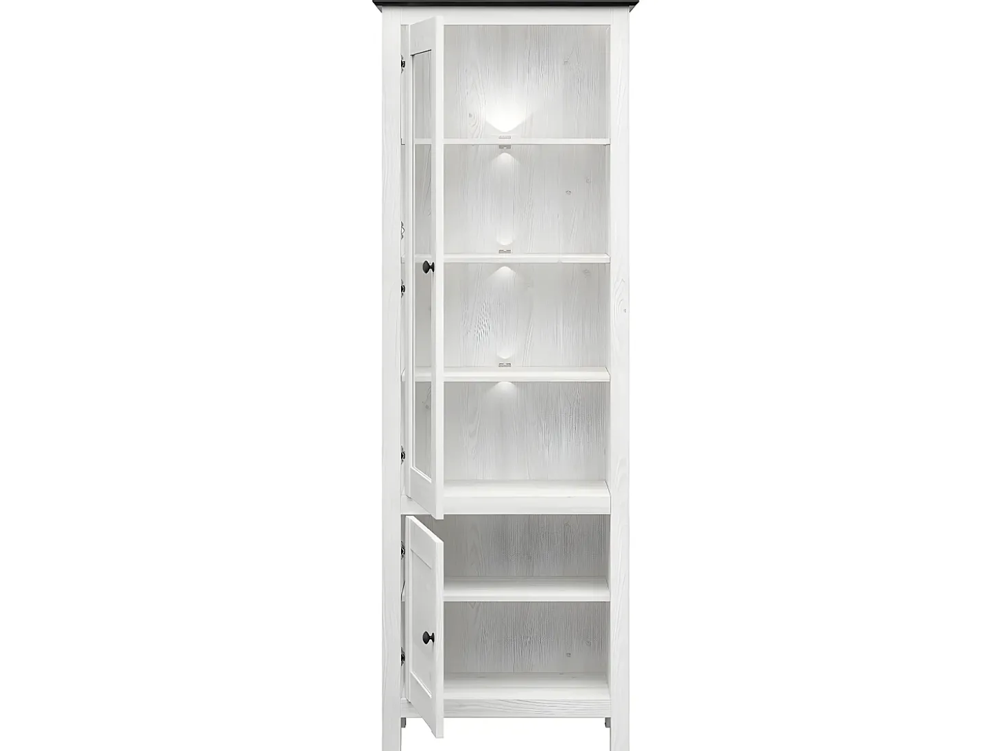 Expositor de 2 portas com LED Duck White e Dark Wood