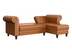 Felix | Sofá-cama Chaise Longue em PU Cognac