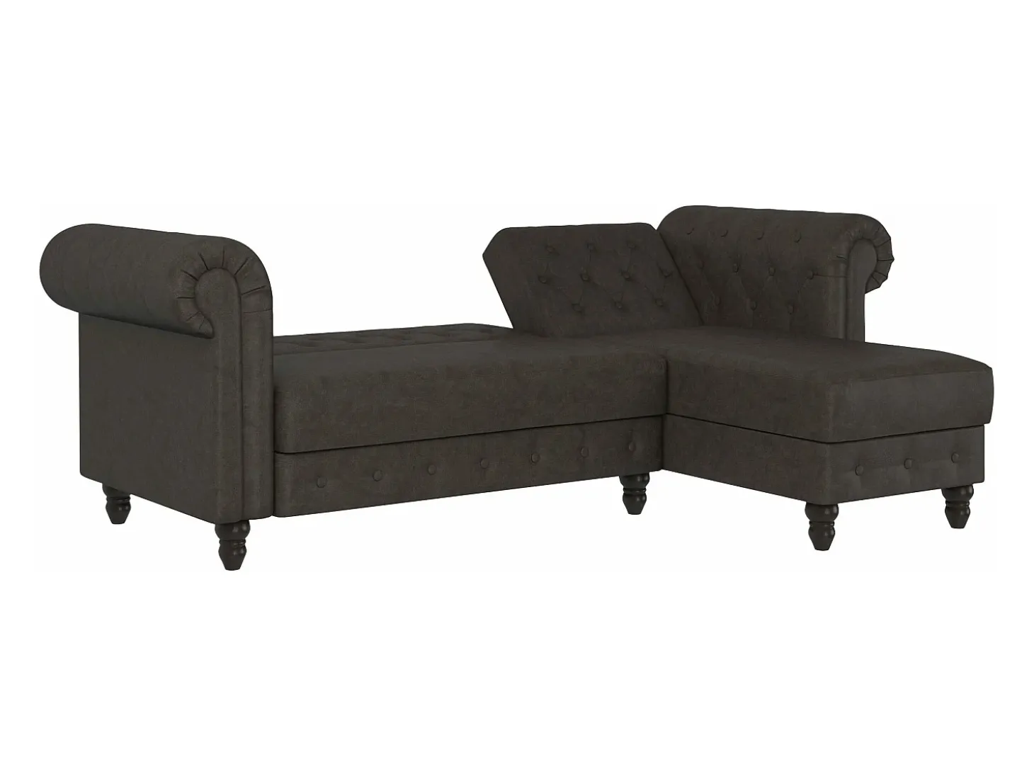 Felix | Sofá-cama Chaise Longue em microfibra antracite
