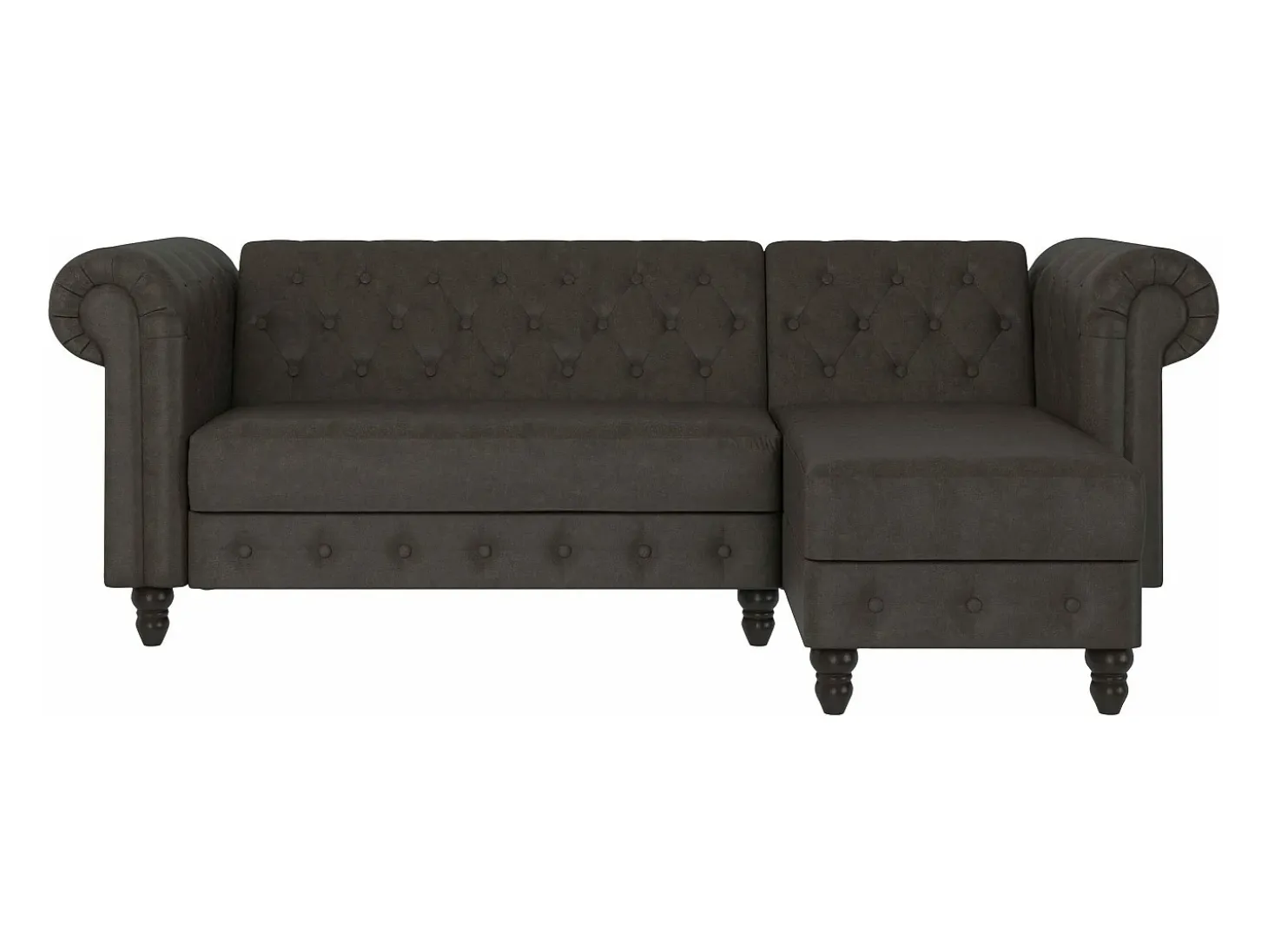 Felix | Sofá-cama Chaise Longue em microfibra antracite
