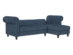 Felix | Sofá-cama com chaise longue em veludo azul