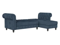 Felix | Sofá-cama com chaise longue em veludo azul