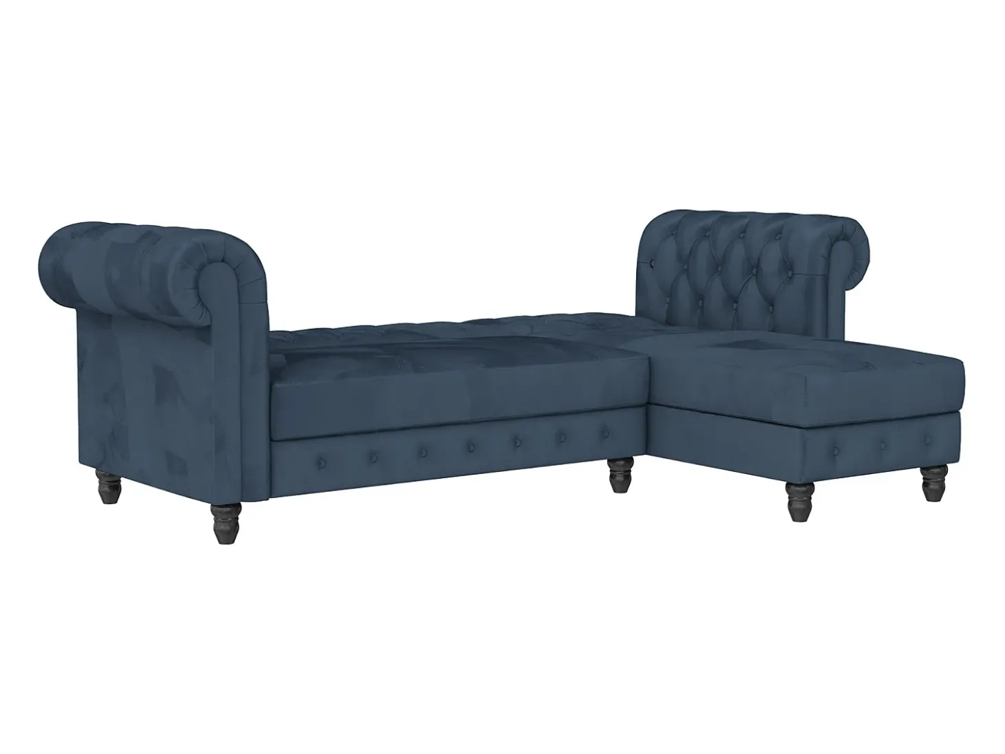 Felix | Sofá-cama com chaise longue em veludo azul