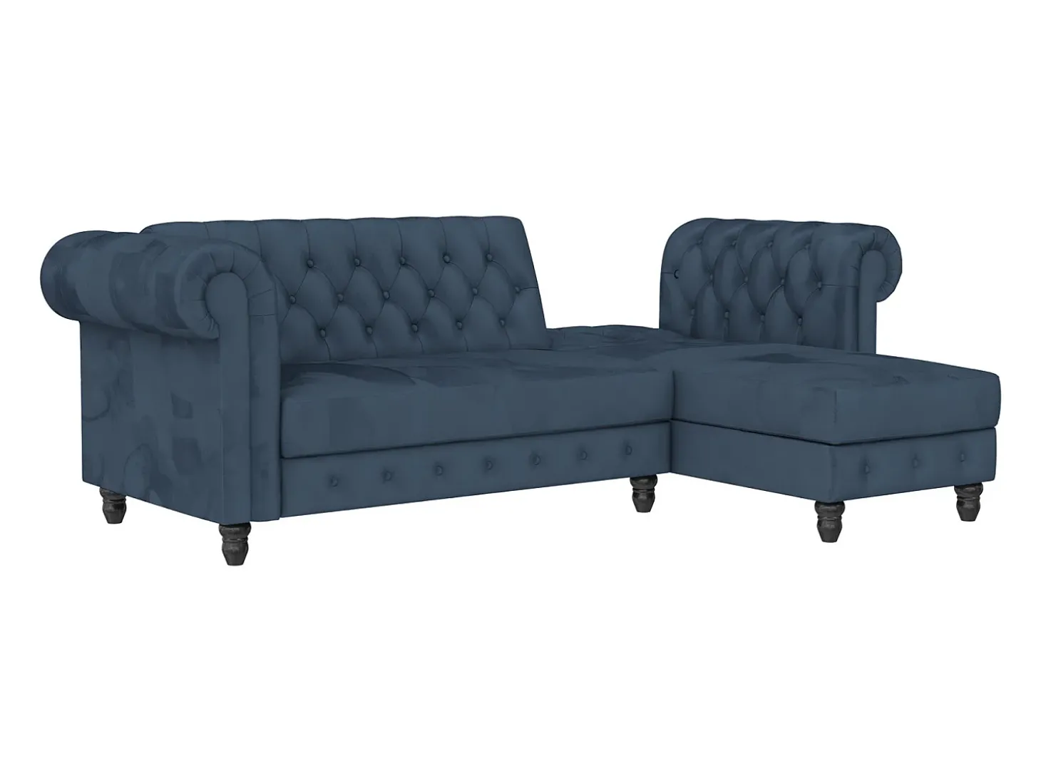 Felix | Sofá-cama com chaise longue em veludo azul