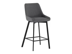 Fox - Banqueta de tecido cinza escuro - Conjunto de 2 peças