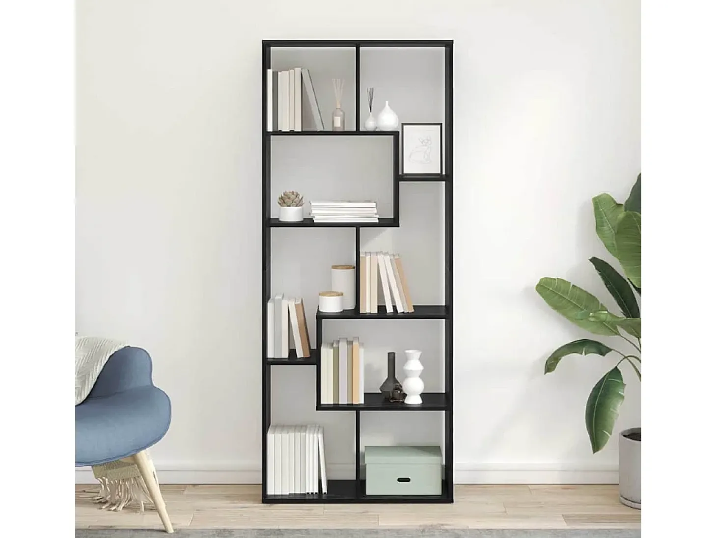 Gabinete de Livros Carvalho Preto 67 x 25 x 162 cm