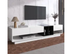 Gabinete de TV com 3 gavetas e 4 nicho - Branco e Black - Placa de partículas - 190x34x40cm