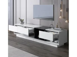 Gabinete de TV com 3 gavetas e 4 nicho - Branco e Black - Placa de partículas - 190x34x40cm