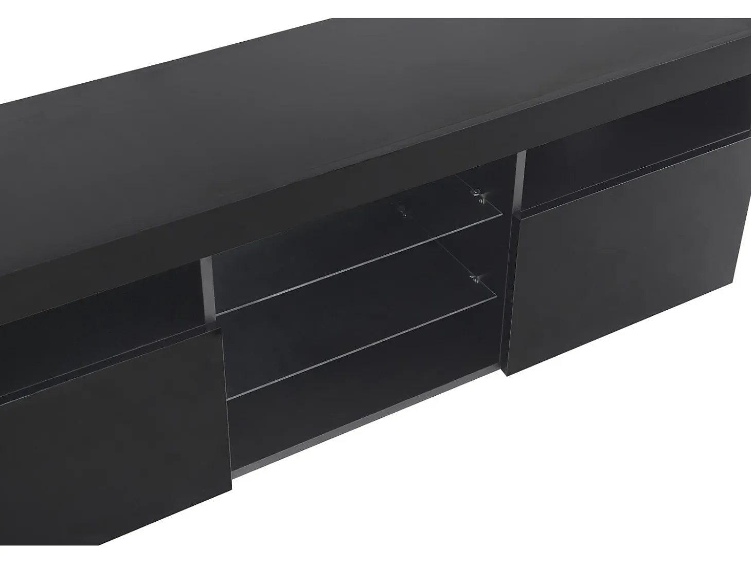 Gabinete de TV em MDF, com LED 4 modos 16 cores, 3 portas e 5 nicho, preto, 180x35x45cm